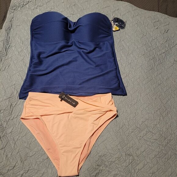 🌴XL Swimsuit Bundle Nine West Top Tempt Me Bottoms NWT - Picture 1 of 4